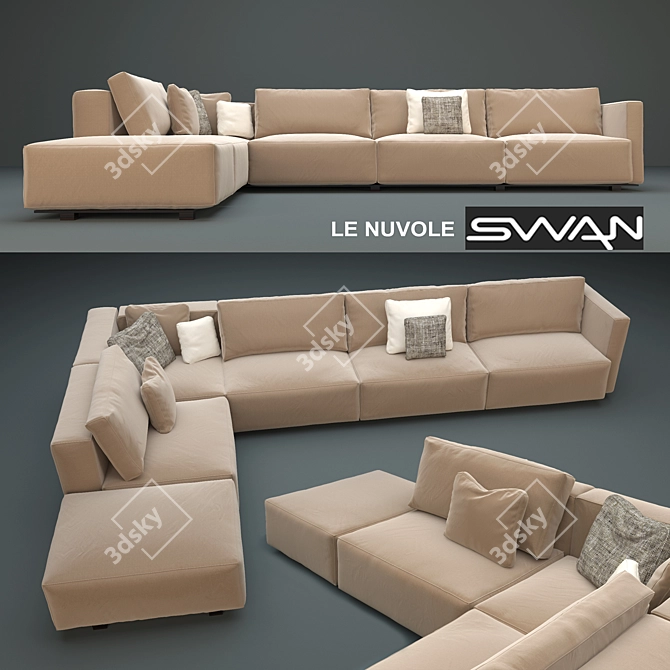 Luxury Italian Corner Sofa: Le Nuvole/SWAN 3D model image 1