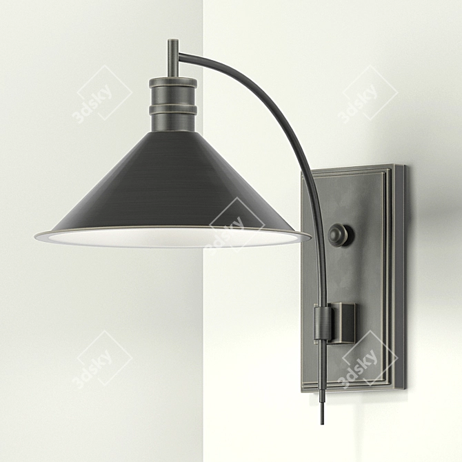 Elegant Metal Chandelier & Sconces 3D model image 2