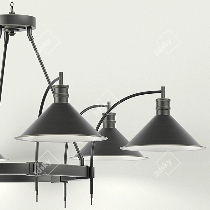 Elegant Metal Chandelier & Sconces 3D model image 3