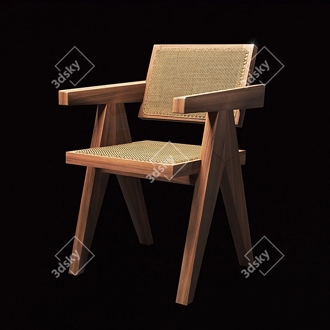 Vintage Pierre Jeanneret Armchair 3D model image 1