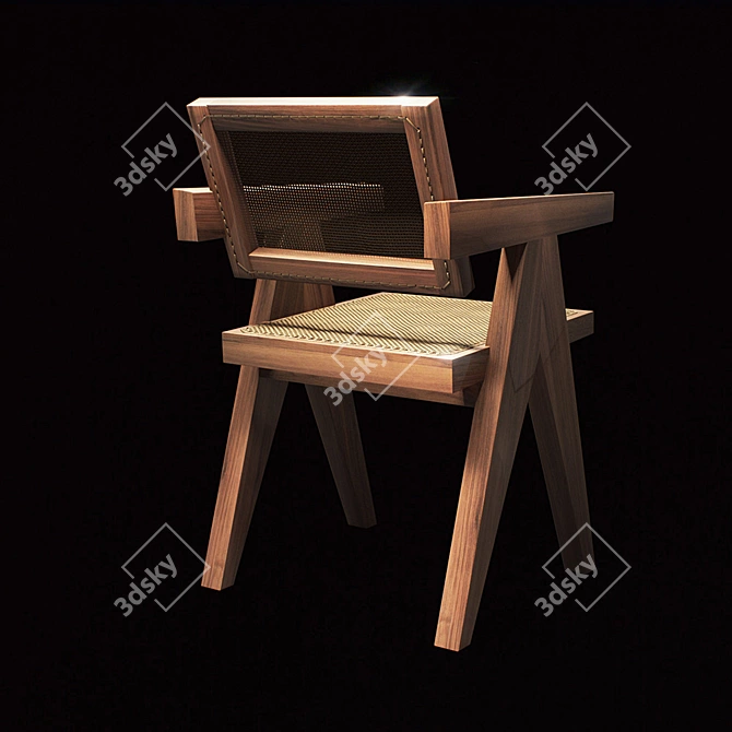 Vintage Pierre Jeanneret Armchair 3D model image 2