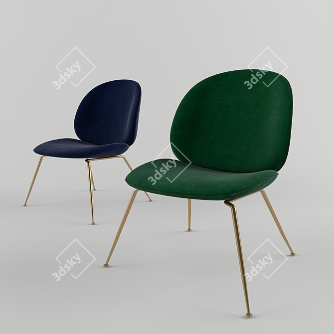 GUBI Velvet Lounge Chair 3D model image 2