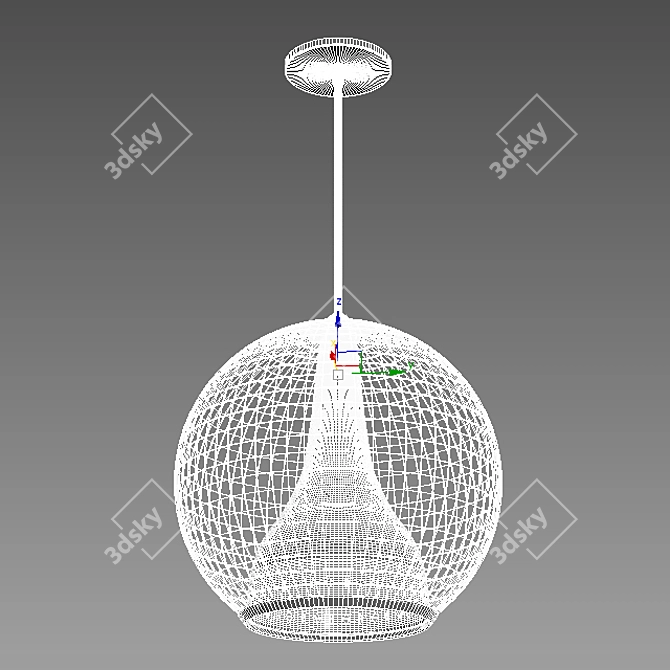 Sleek Chrome & Glass Pendant 3D model image 2