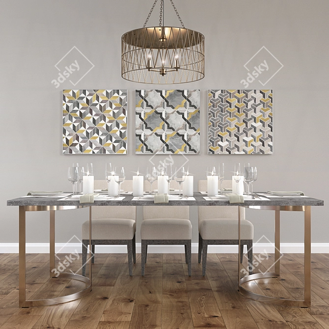 Modern Durham Dining Set 3D model image 1