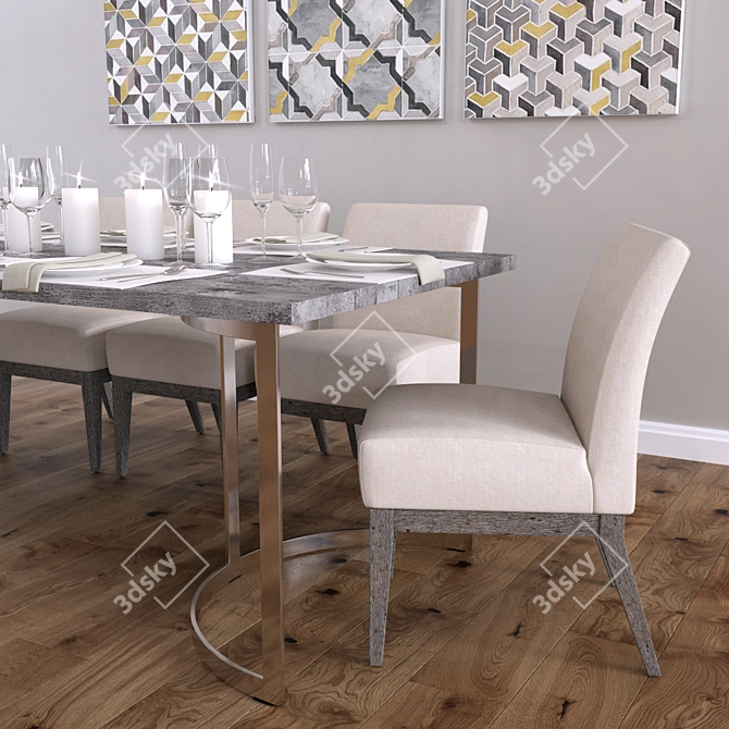 Modern Durham Dining Set 3D model image 2