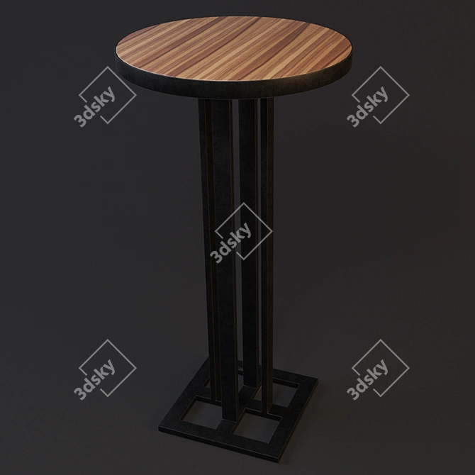 Studded Metal Table: Low & High Bar 3D model image 2