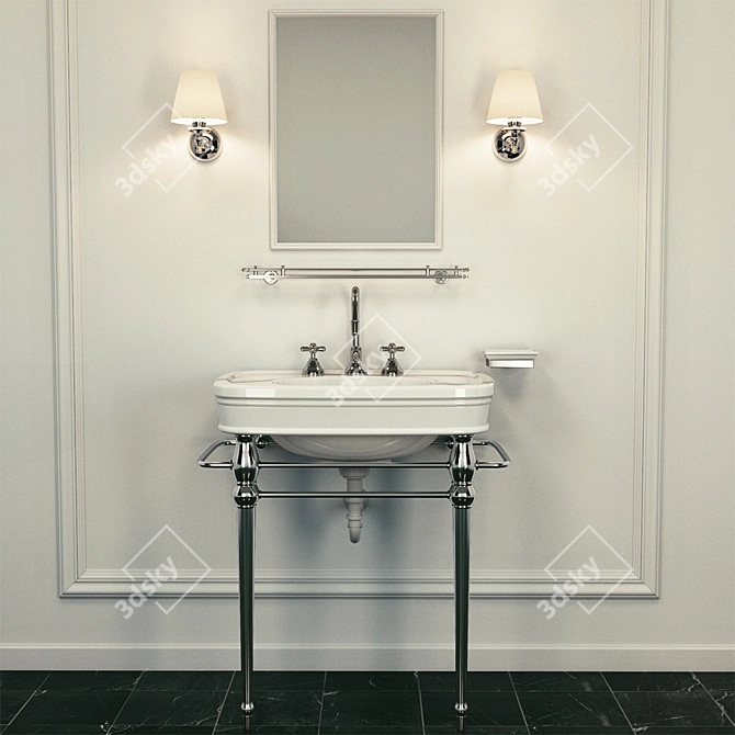 Elegant Rose Console Sink 3D model image 1