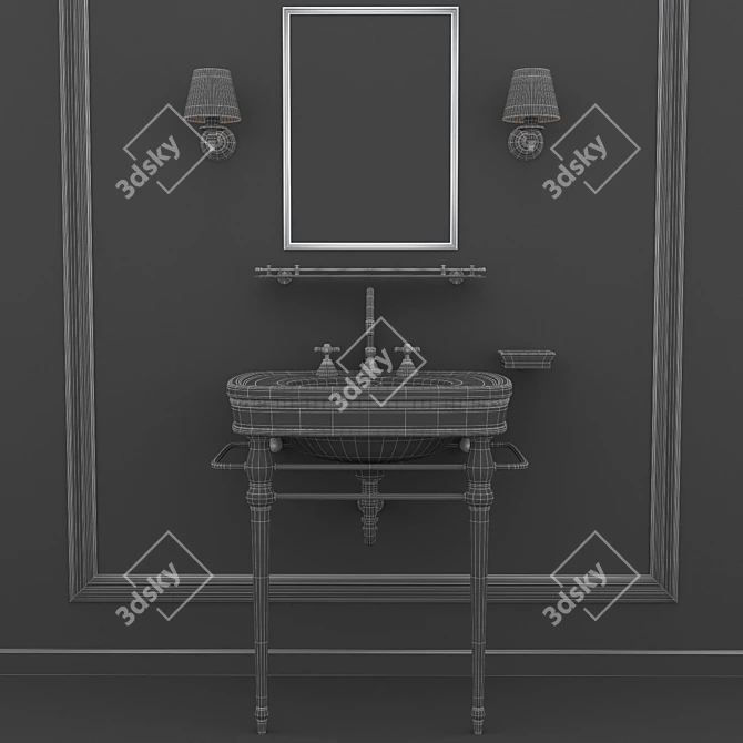 Elegant Rose Console Sink 3D model image 3