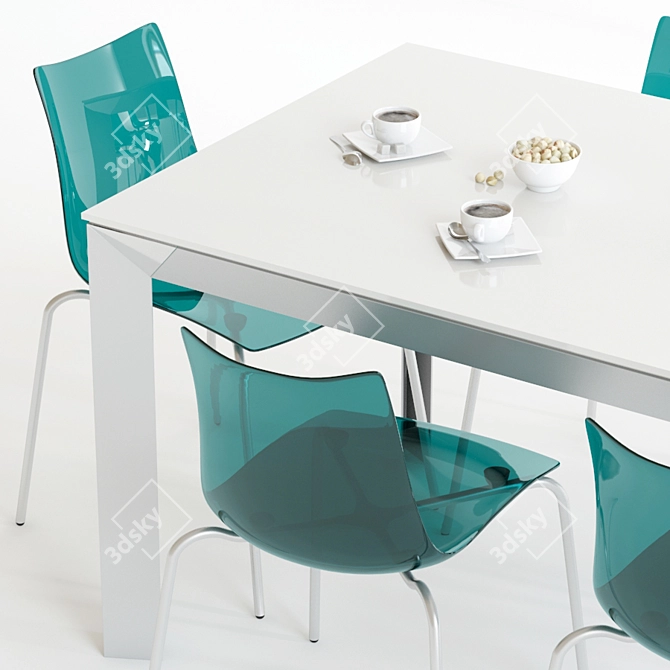 Scavolini Tai Flash: Vibrant Blue & Orange Chairs and Table 3D model image 2