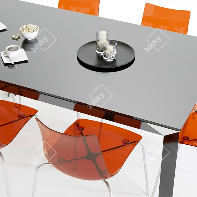 Scavolini Tai Flash: Vibrant Blue & Orange Chairs and Table 3D model image 3