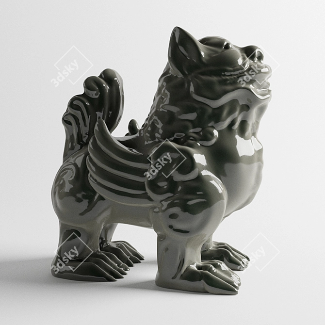 Majestic Fu Dogs Figurine 3D model image 1