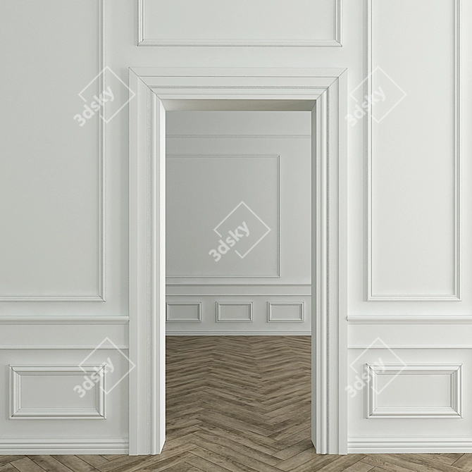 Elegant Stucco Decor for Walls 3D model image 3