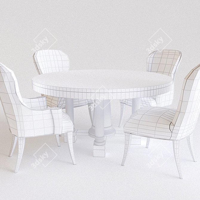 Sophisticated Bernhardt Sutton House Dining Set 3D model image 3