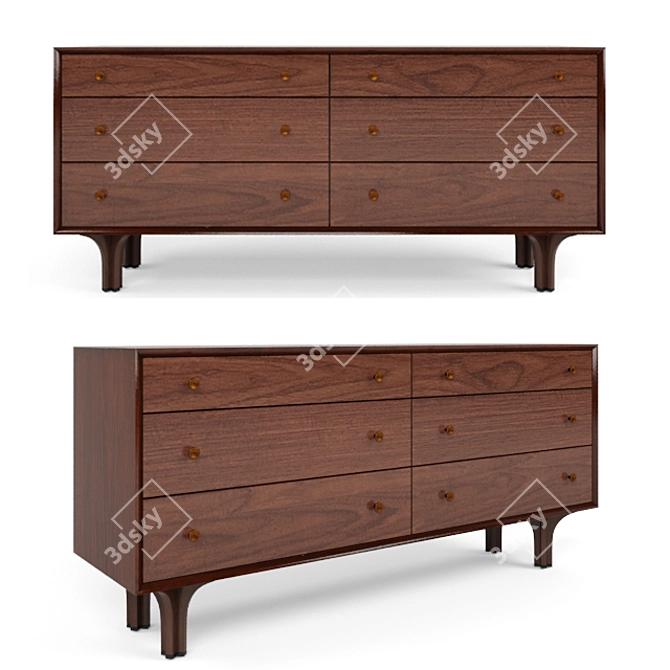 Mid-Century Grace: Glenn of California Dresser 3D model image 3