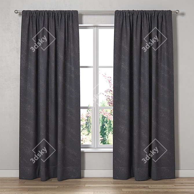 Sleek Polys Curtain Set 3D model image 1