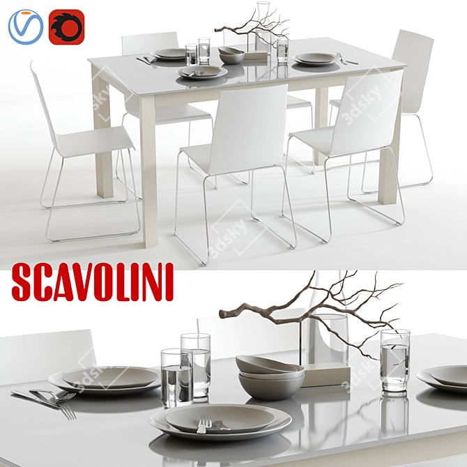 Modern Italian Dining Set: Scavolini Aire & Kuadra 3D model image 1