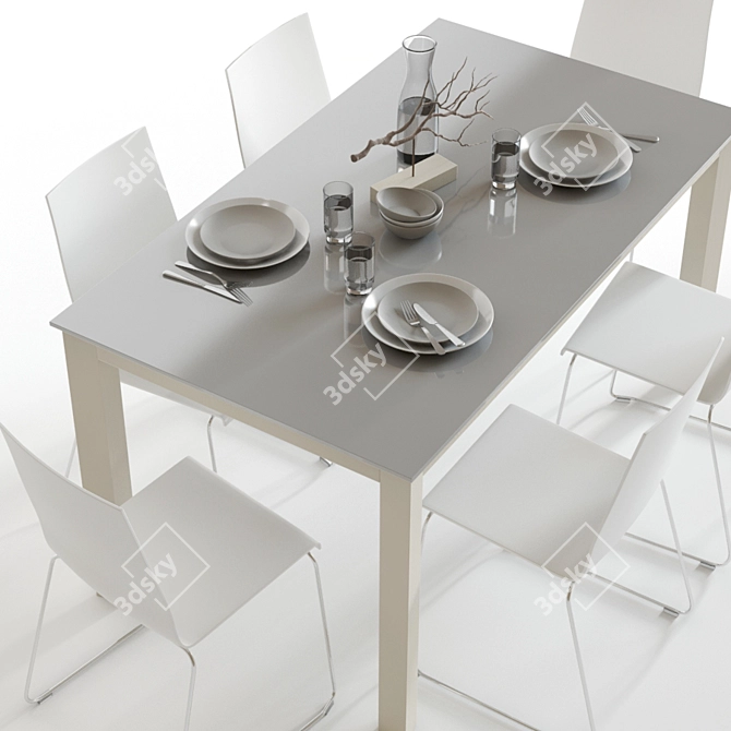 Modern Italian Dining Set: Scavolini Aire & Kuadra 3D model image 3