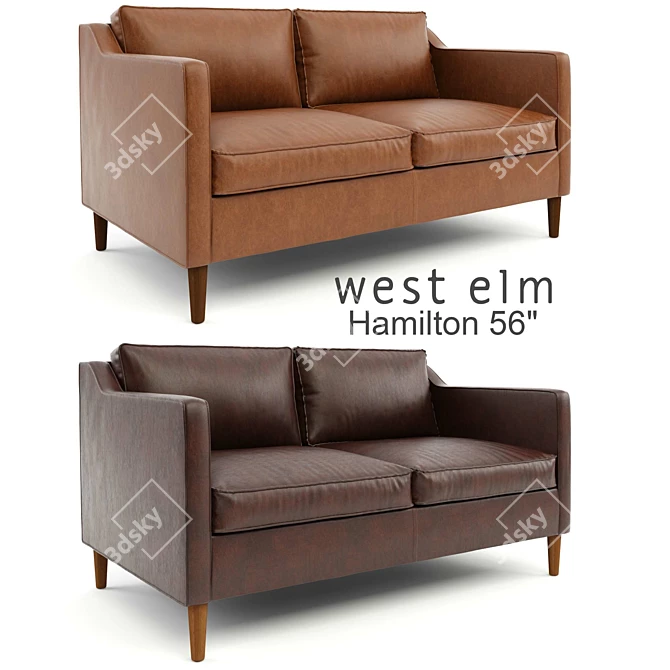 West Elm Hamilton Leather Sofa 3D model image 1