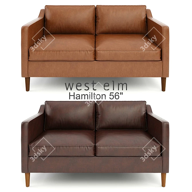 West Elm Hamilton Leather Sofa 3D model image 2