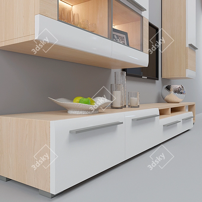 Modern Living Lumio: Elegant White Gloss Furniture Set 3D model image 2