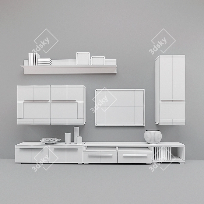 Modern Living Lumio: Elegant White Gloss Furniture Set 3D model image 3