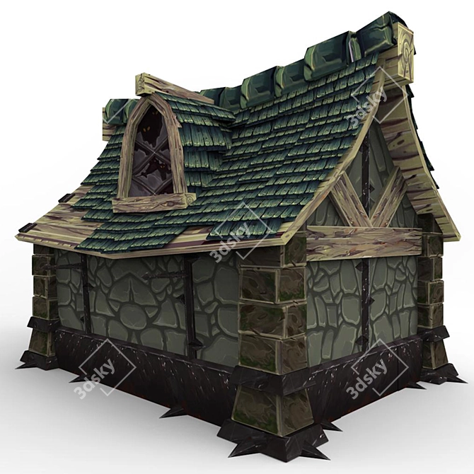 Cartoon Fantasy Building: Simplistic Elegance 3D model image 2