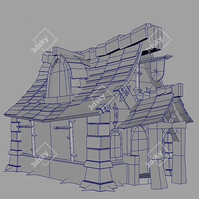 Cartoon Fantasy Building: Simplistic Elegance 3D model image 3