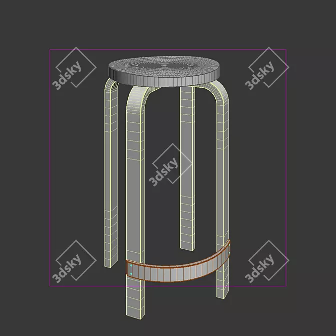 Nordic-inspired Stool 3D model image 3