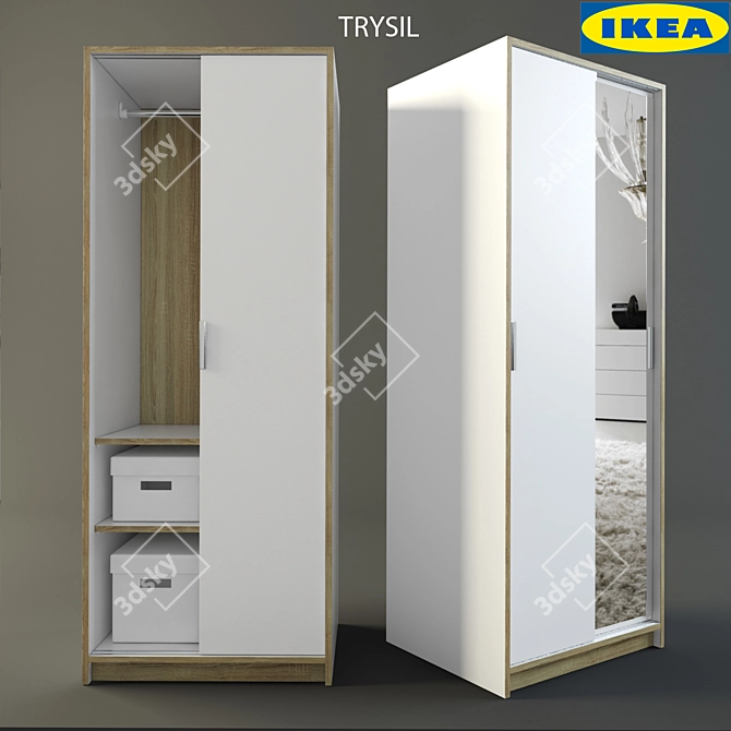 Elegant IKEA Trysil Wardrobe 3D model image 1