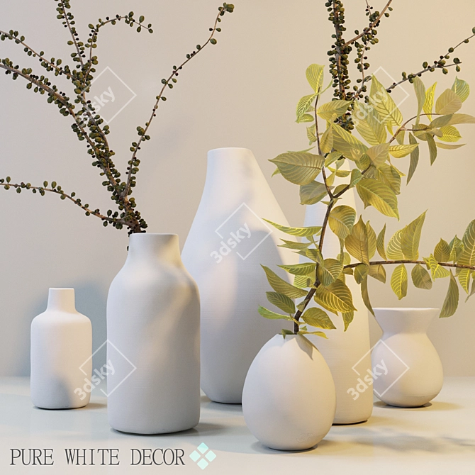 Title: Elegant White Ceramic Vases 3D model image 1