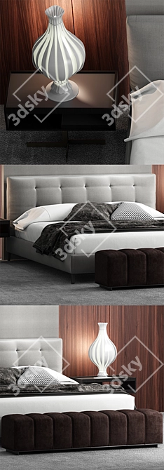 Luxury Minotti Andersen Quilted Bed 3D model image 2