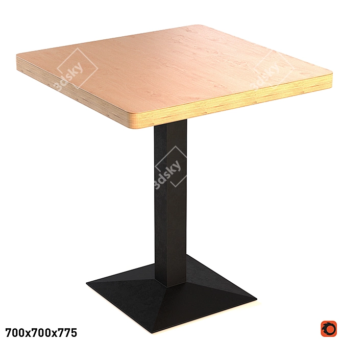 Modern Plywood Café Table 3D model image 1