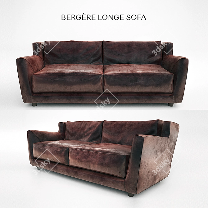 Elegant Leather Sofa - Bergère Longe 3D model image 1