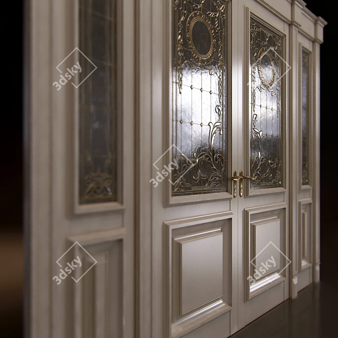 Elegant Double Glass Doors 3D model image 2