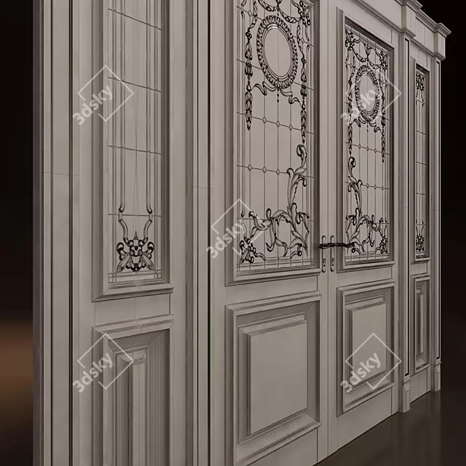 Elegant Double Glass Doors 3D model image 3