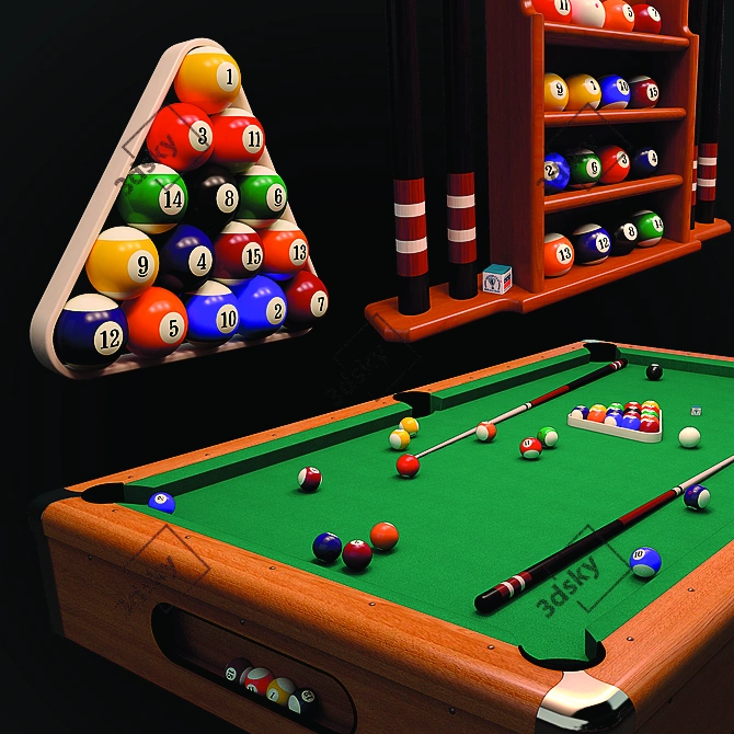 Modern Suite II 8ft Pool Table 3D model image 2