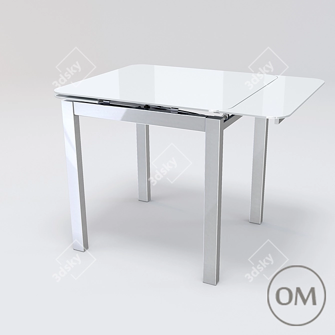 Sleek Extendable Glass Dining Table 3D model image 2