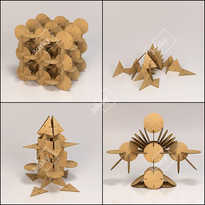 Cardboard Puzzle Figures 3D model image 2