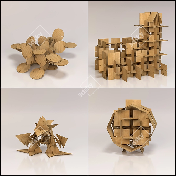 Cardboard Puzzle Figures 3D model image 3