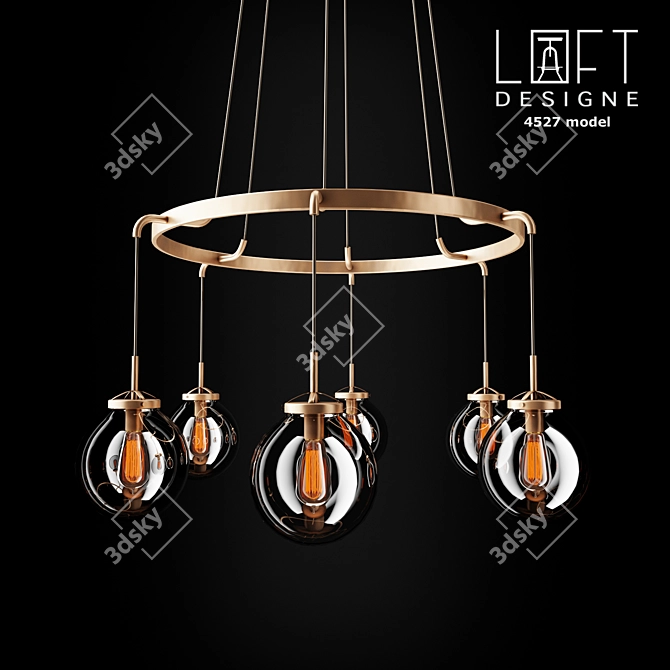 Modern Loft-Style 6-Light Chandelier 3D model image 1