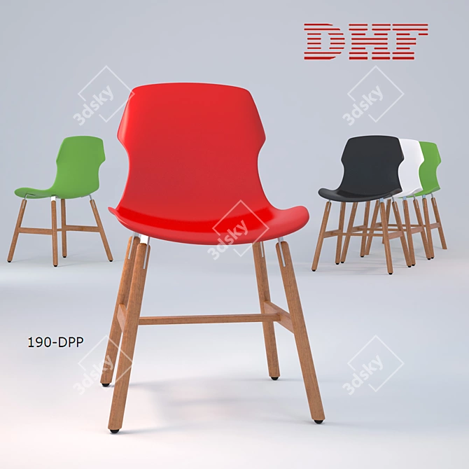 Elegant DHF 190-DPP Wooden Chair 3D model image 1