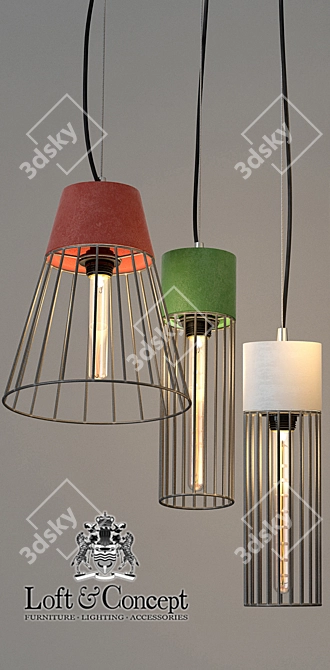 Modern Wire Cage Chandelier - Stylish Lighting Fixture 3D model image 2