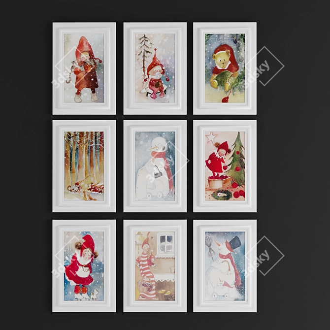 Festive Collection: Modern Paintings 3D model image 1