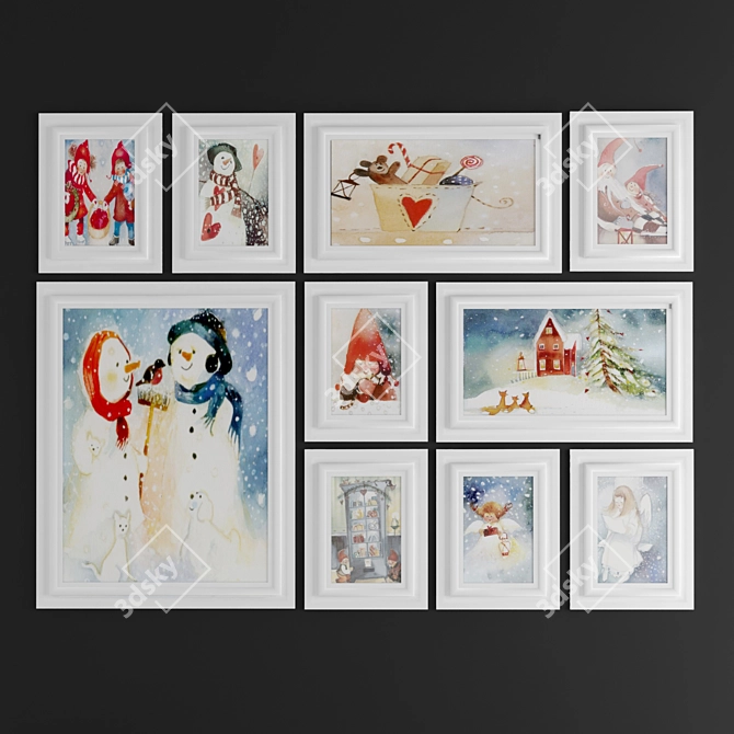 Festive Collection: Modern Paintings 3D model image 2