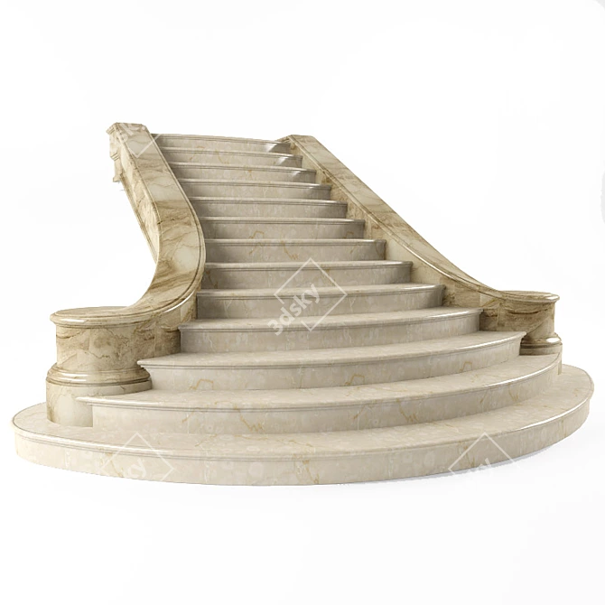 Elegant Hallway Staircase 3D model image 1