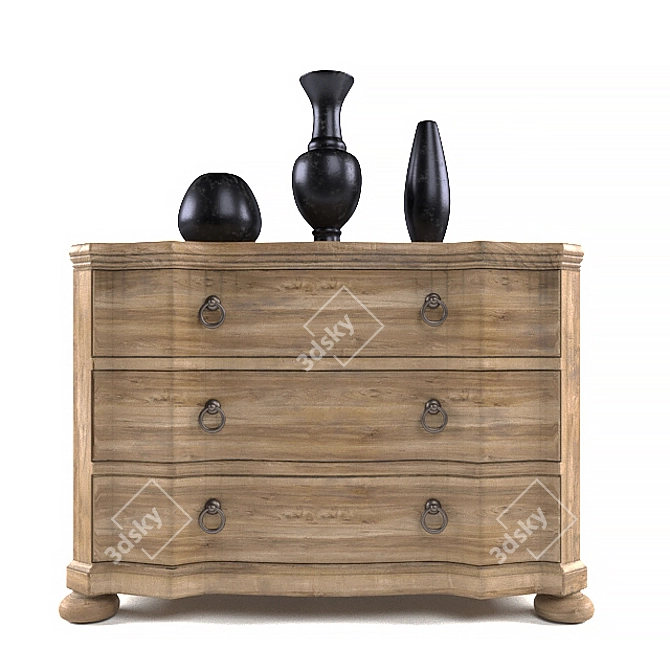 Rustic Corsica Wooden Chest 3D model image 2