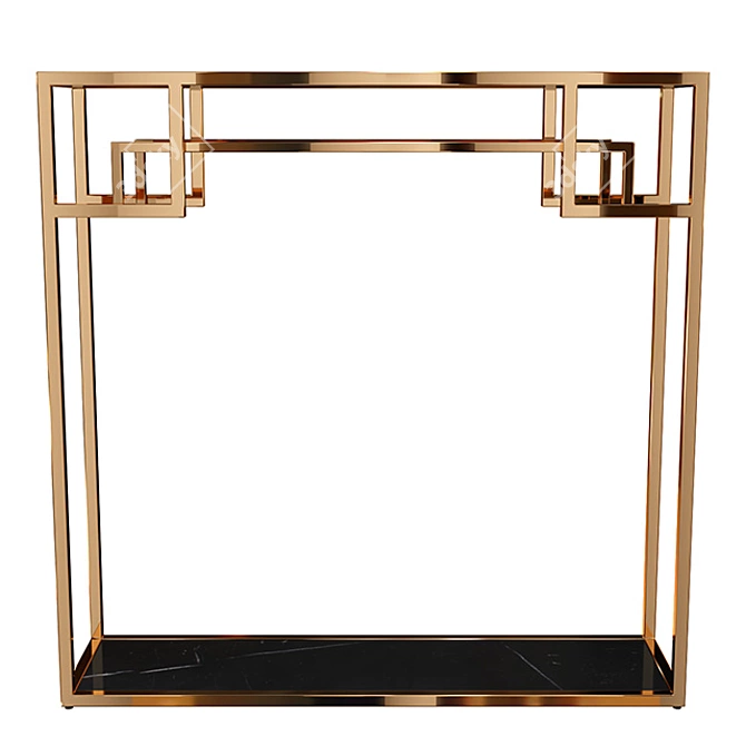 Elegant Gold Console & Mirror Set 3D model image 3