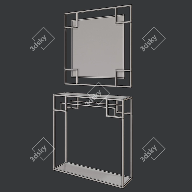 Elegant Gold Console & Mirror Set 3D model image 5