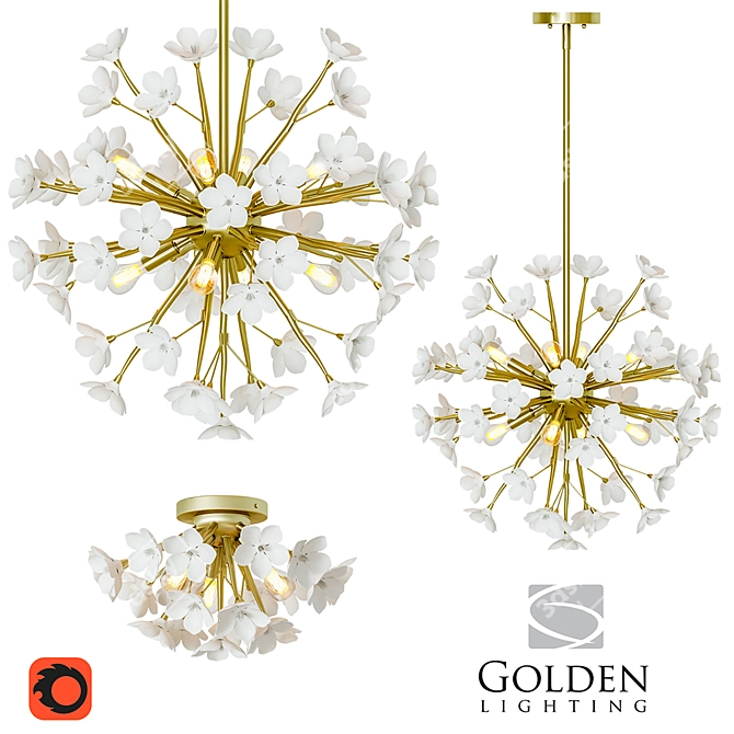 Golden Lighting Posy Chandelier 3D model image 1