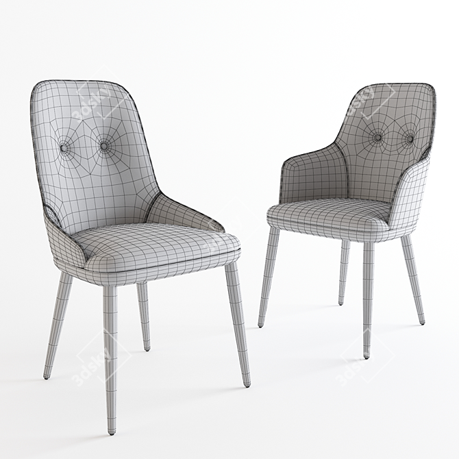 Connie Chair: Elegant Wood and Fabric Blend 3D model image 3